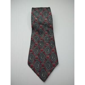 American Traditions Men's Burgundy Grey Paisley Formal Professional 100 Silk Tie